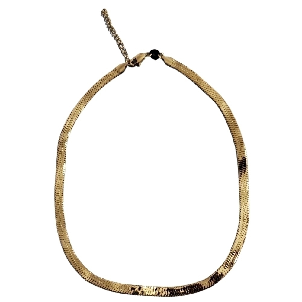 Gold vermeil Jennifer Zeuner Karli Herringbone Etched Necklace